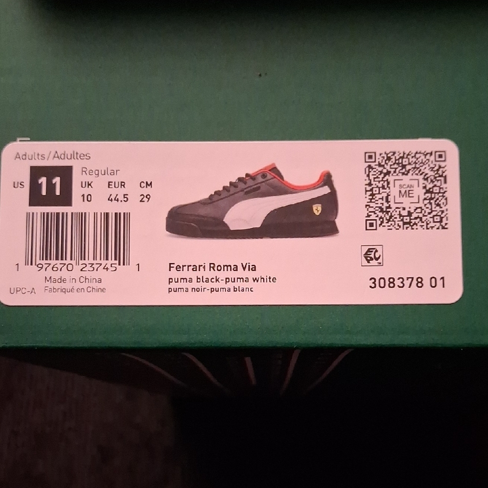 Puma/Ferrari  Men's Black Sneakers with White and Red Accents - Picture 10 of 10
